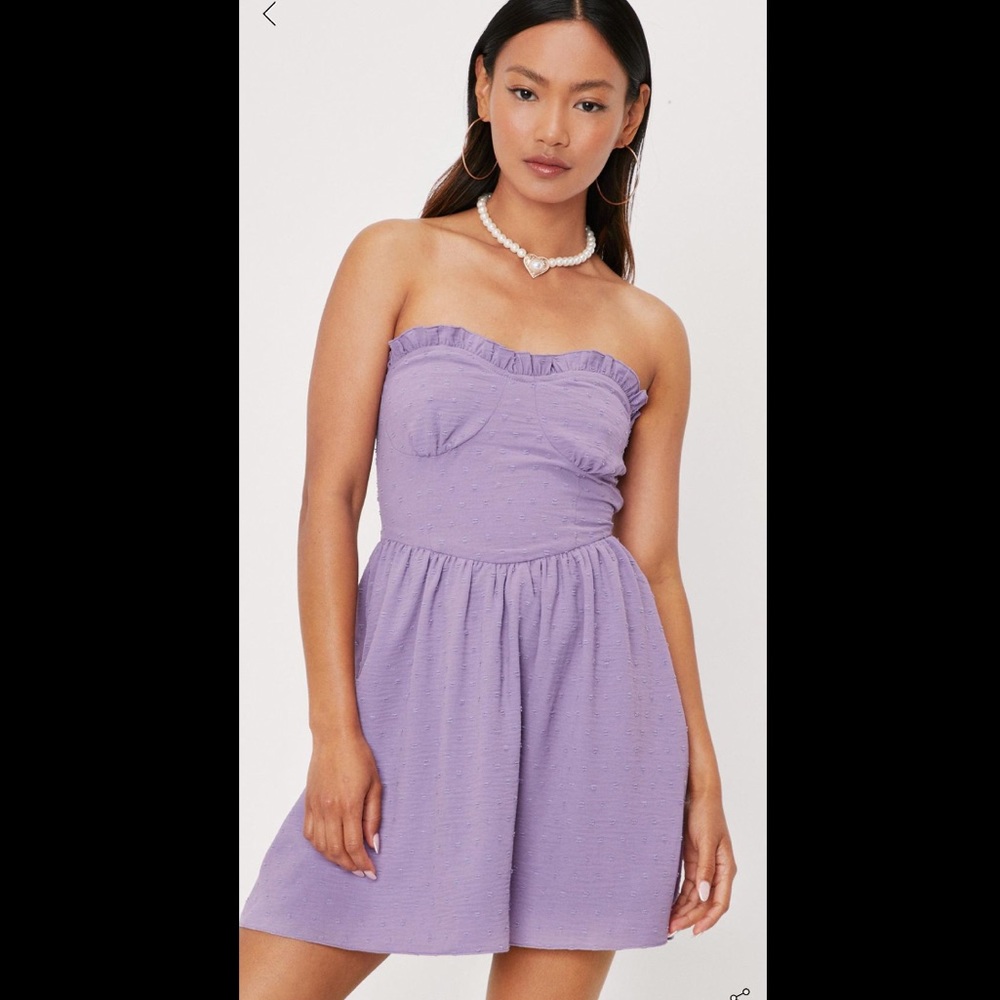 Petite dobby spot corset dress